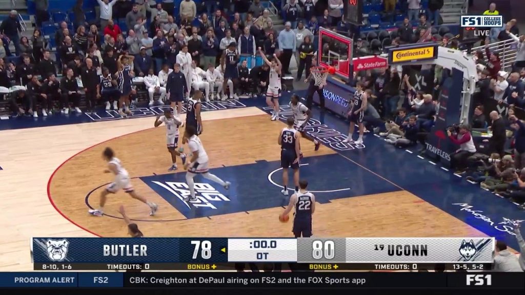 Nomor 19 UCONN melakukan dua penghentian pertahanan KUNCI dalam kemenangan PL 80-76 atas Butler